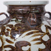Rustic Brown Four Loop Handle Jar Twisted Flower Motif - Small