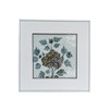 Handpainted Blue & White Porcelain Tile Aluminum Frame Peony Blossom