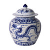 Blue & White Ginger Jar W/ Dragon Motif