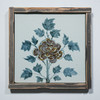 Hand Painted Blue & White Brown Porcelain Tile Peony Blossom - Framed /12F02A