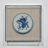 Handpainted Blue & White Porcelain Coaster Knight Riding Horse - Acrylic Shadow Box /S59