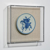 Handpainted Blue & White Porcelain Coaster Knight Riding Horse - Acrylic Shadow Box /S59