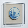 Handpainted Blue & White Porcelain Coaster Boatman - Acrylic Shadow Box /S59
