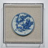 Handpainted Blue & White Porcelain Coaster God of Prosperity - Acrylic Shadow Box /S59