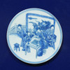 Handpainted Blue & White Porcelain Coaster Chess Game - Acrylic Shadow Box /S55
