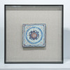 Handpainted Antique Reproduction Porcelain Tile Tibetan Dharma Wheel - Acrylic Shadow Box /S07