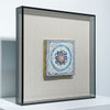 Handpainted Antique Reproduction Porcelain Tile Tibetan Dharma Wheel - Acrylic Shadow Box /S07