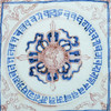 Handpainted Antique Reproduction Porcelain Tile Tibetan Dharma Wheel - Acrylic Shadow Box /S07