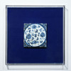 Handpainted Antique Reproduction Porcelain Tile Blue & White Blooming Lotus - Acrylic Shadow Box...