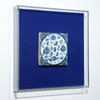 Handpainted Antique Reproduction Porcelain Tile Blue & White Blooming Lotus - Acrylic Shadow Box...