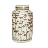 Barclay Butera Couture Graceful Bamboo ..Brown & White Porcelain Tea Jar