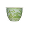 Barclay Butera Couture Moss Green Porcelain Planter Flower Bird Motif - Small