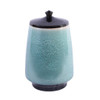 Reaction Glaze Crackled Blue Lidded Porcelain Jar - 2 Sizes