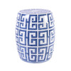 Blue and White Greek Key Porcelain Garden Stool