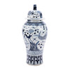 Blue & White Fish Porcelain Temple Jar Lion Lid - XL