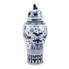Blue & White Fish Porcelain Temple Jar Lion Lid - XL