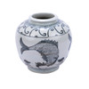Indigo Yuan Fish Open Top Porcelain Jar