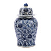 Blue & White Peacock Lotus Temple Porcelain Jar - XL