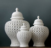 White Lattice Porcelain Ginger Jar  - 3 Sizes