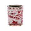Underglaze Red Orchid Pot Bird Motif