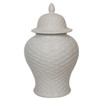 White Carved Seawave Temple Jar