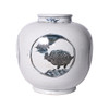 Indigo Porcelain Medallion Jar Crane Turtle Motif