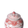 Coral Red Ginger Jar Bird Motif Large