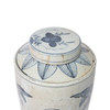 Blue And White Palm Leaf Tea Jar