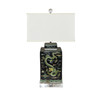 Black Square Tea Jar Dragon Motif Lamp