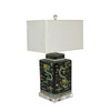 Black Square Tea Jar Dragon Motif Lamp