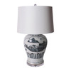 Blue And White Landscape Medallion Open Top Jar Lamp