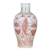 Coral Red Baluster Vase Fish Motif - Small