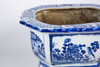 Blue And White Porcelain Octagonal Planter Floral Bird Motif