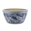 Blue And White Fish Lotus Bowl With Greek Key Trim