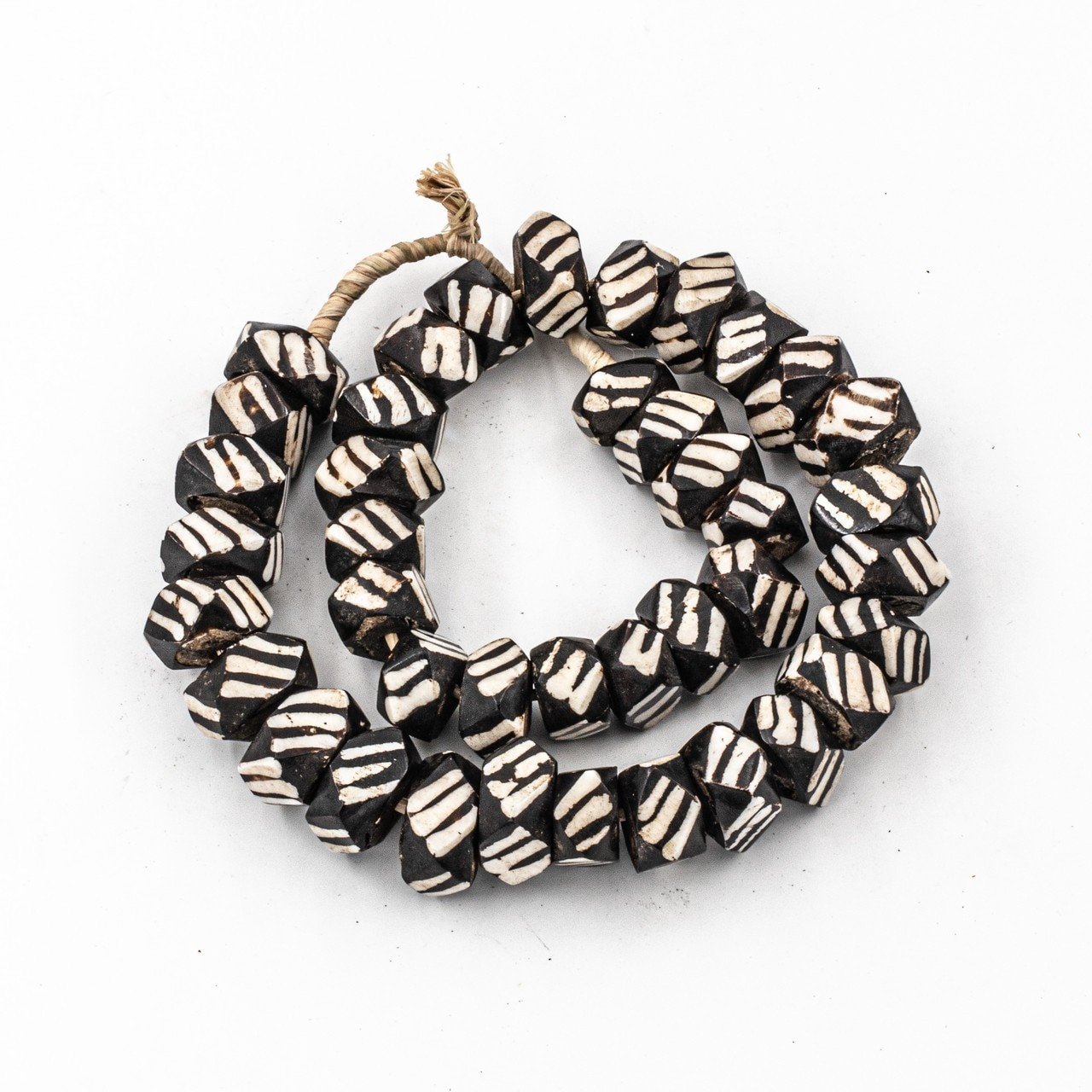 Black Diamond Zebra Pattern Kenya Cow Bone Beads Per String