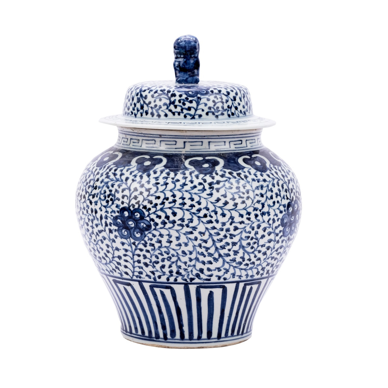 Blue & White Curly Vine Lidded Jar
