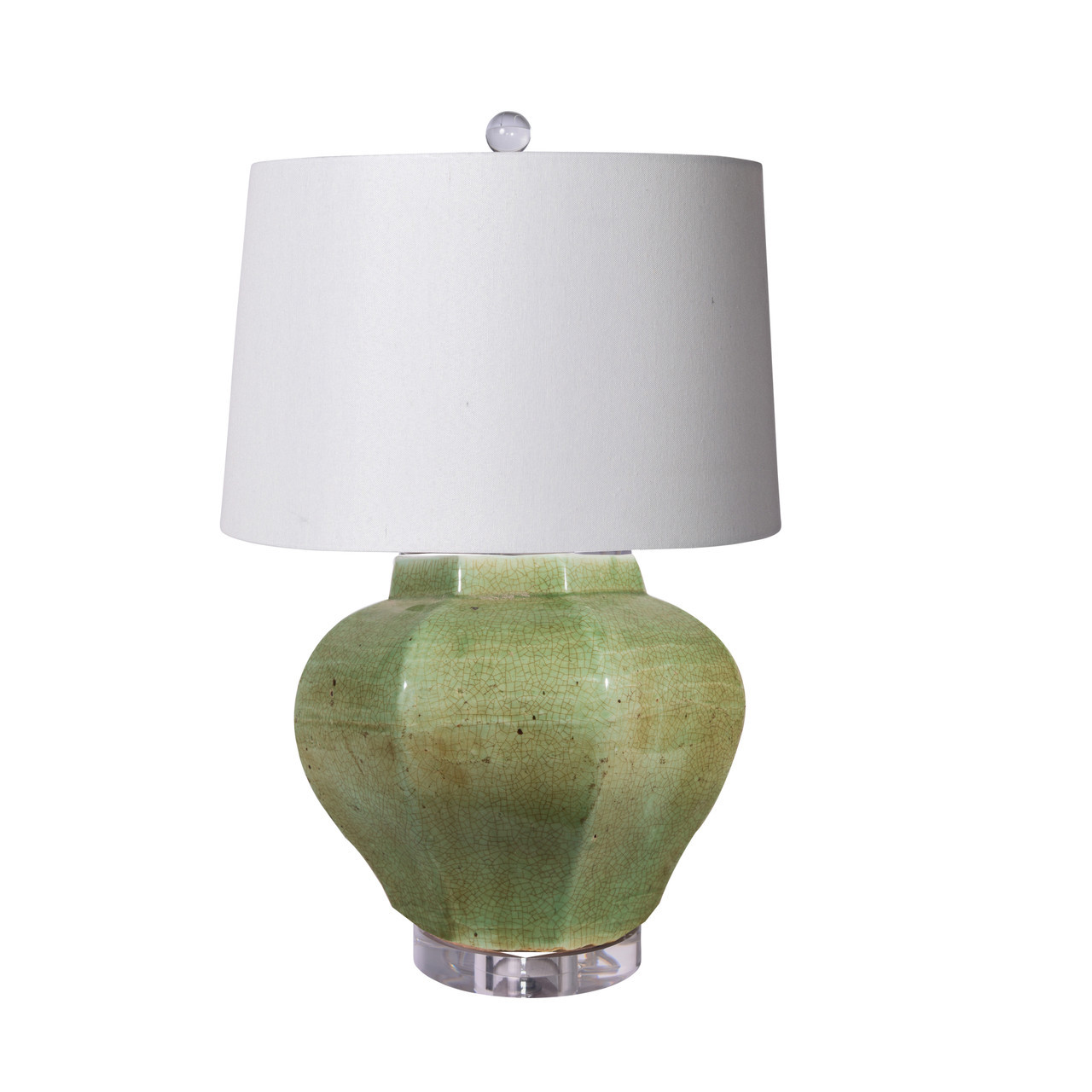 Lamp Celadon Crackle Octagonal Jar