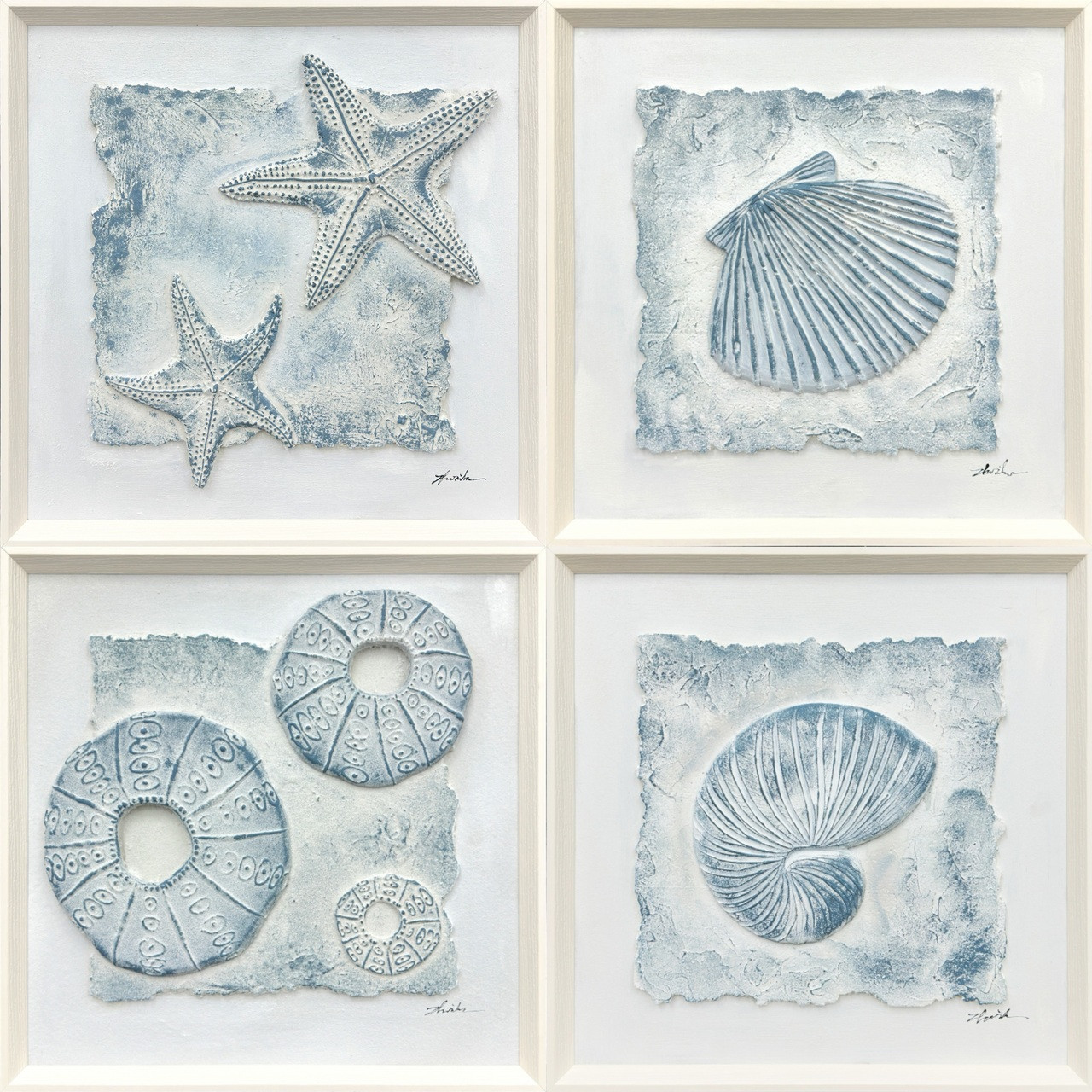 Handpainted Frame Art Coastal Breeze - Set of 4