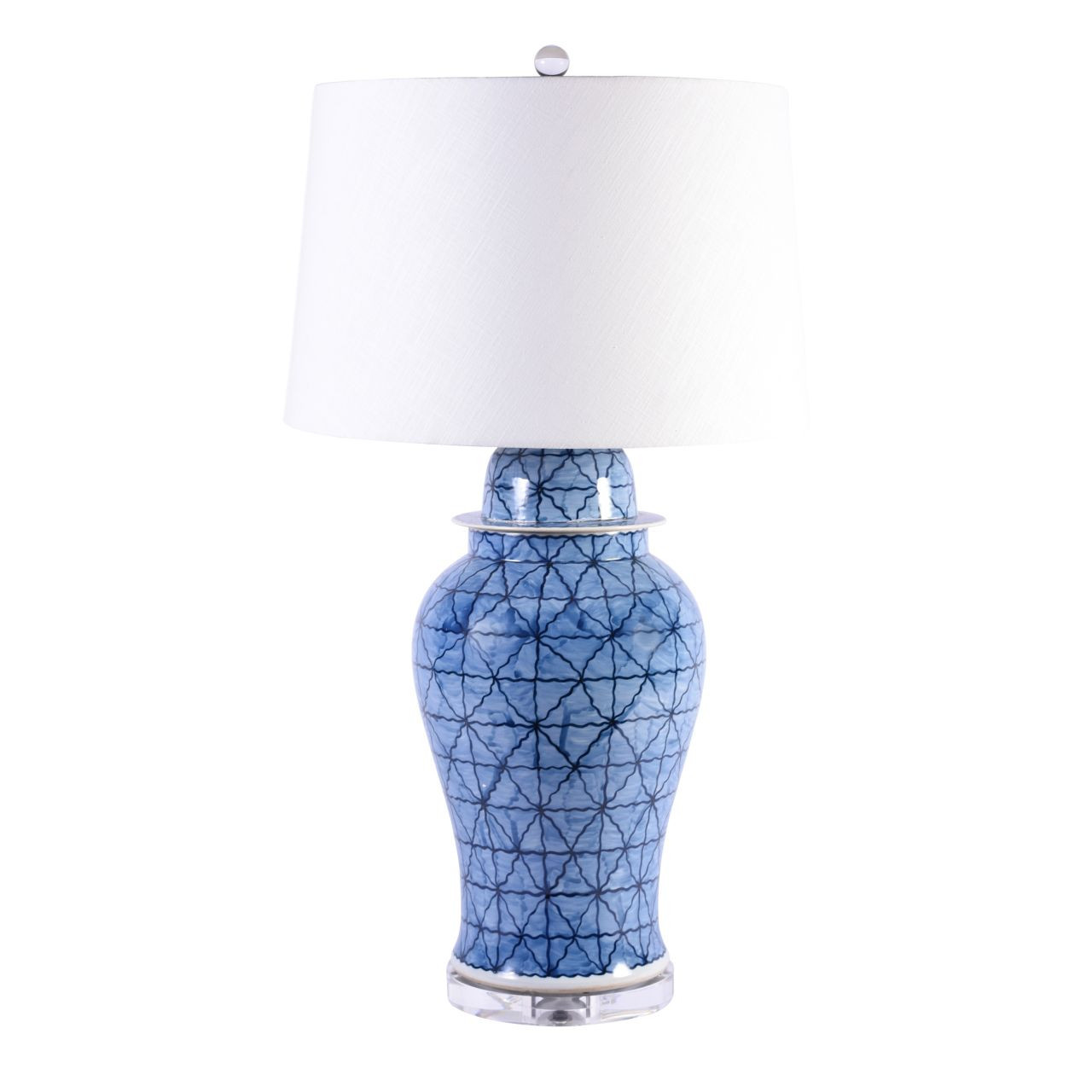 Blue & White Porcelain Chess Grids Table Lamp