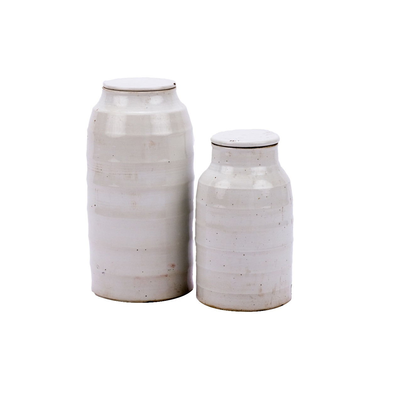 Busan White Flat Lidded Porcelain Jar - 2 Sizes