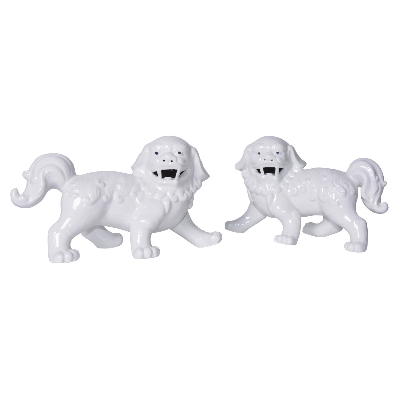 Porcelain Walking Foo Dog Pair White - L