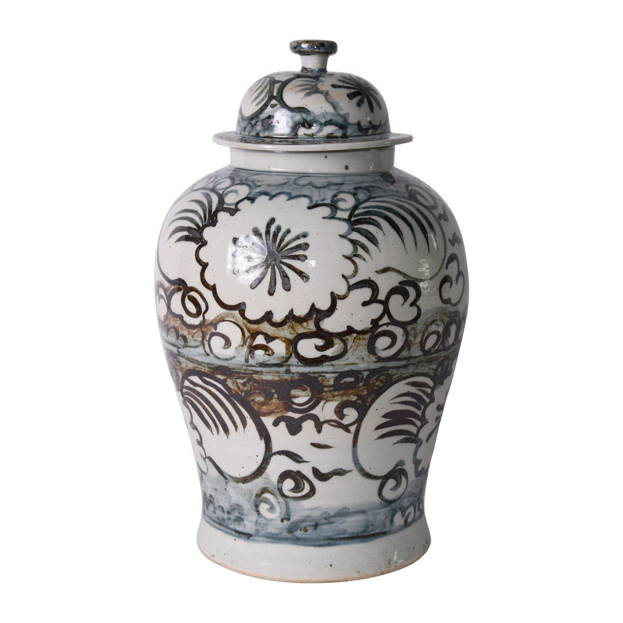 Blue And White Sea Flower Temple Jar - 2 Sizes