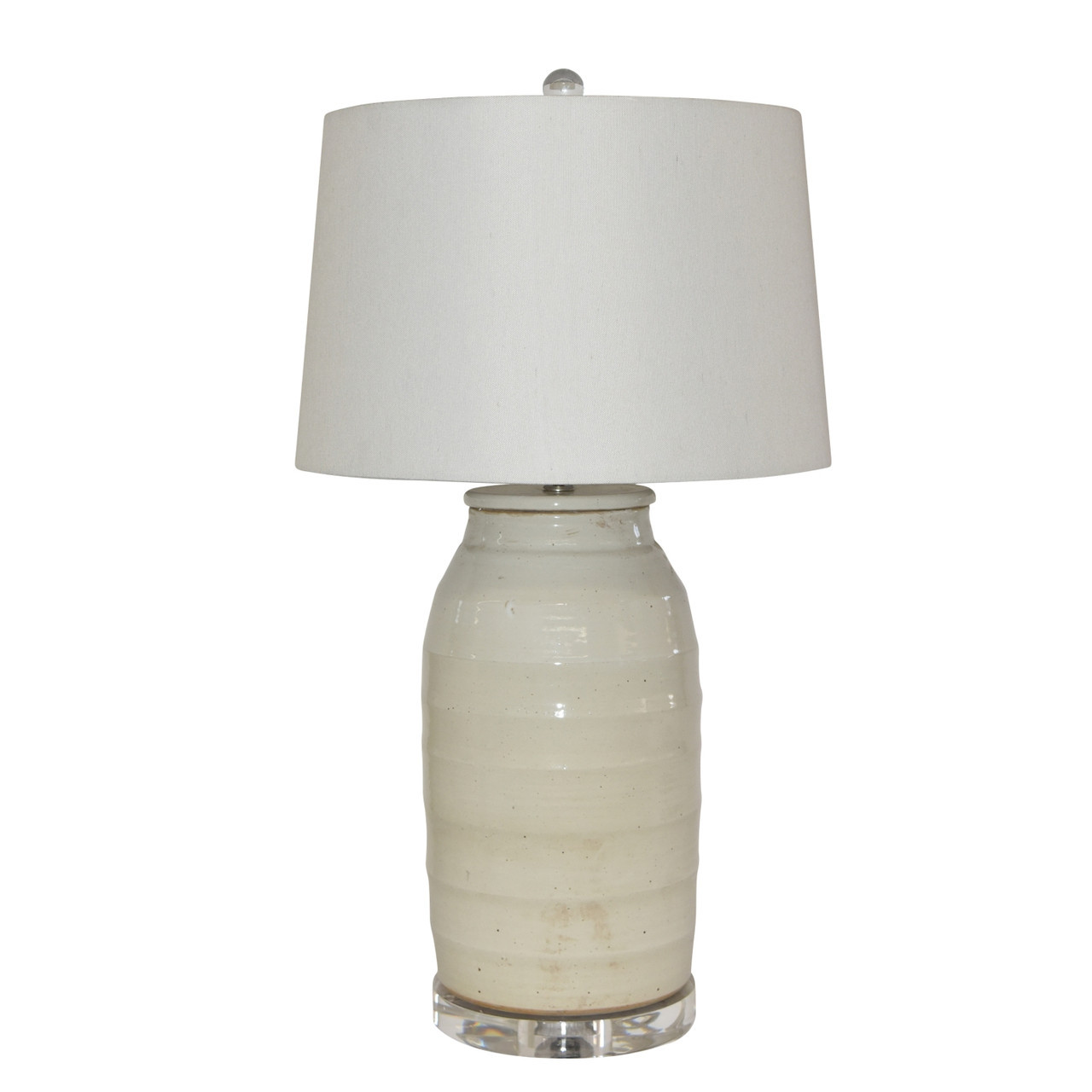 Busan White Flat Lidded Jar S Lamp