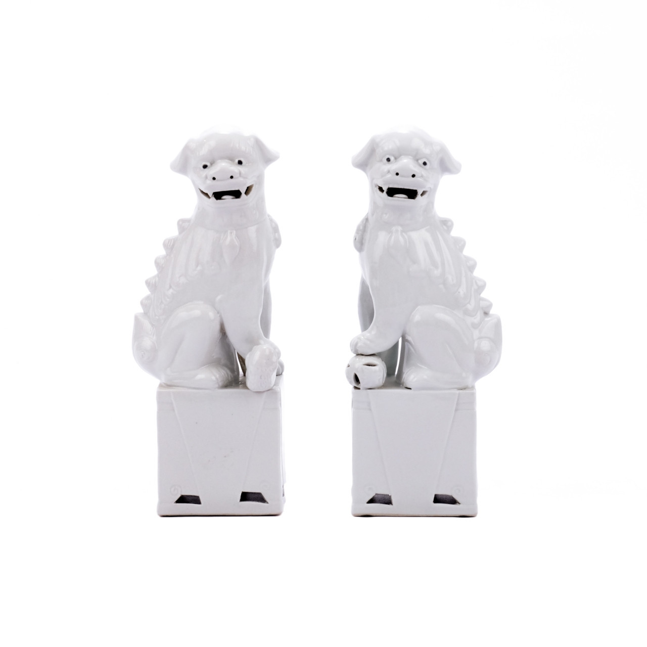 Porcelain Sitting Foo Dog Pair White - 3 Sizes