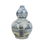 Blue And White Gourd Vase Man Out of Garden Fence