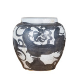 Black Porcelain Twisted Flower Wide Open Top Jar