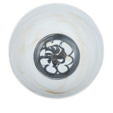 Black Porcelain Bowl Twisted Flower Motif