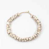 White Drum Double Cross Kenya Cow Bone Beads Per String