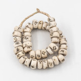 White Drum Double Cross Kenya Cow Bone Beads Per String