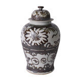 Rusty Brown Silla Flower Temple Jar - 2 Sizes